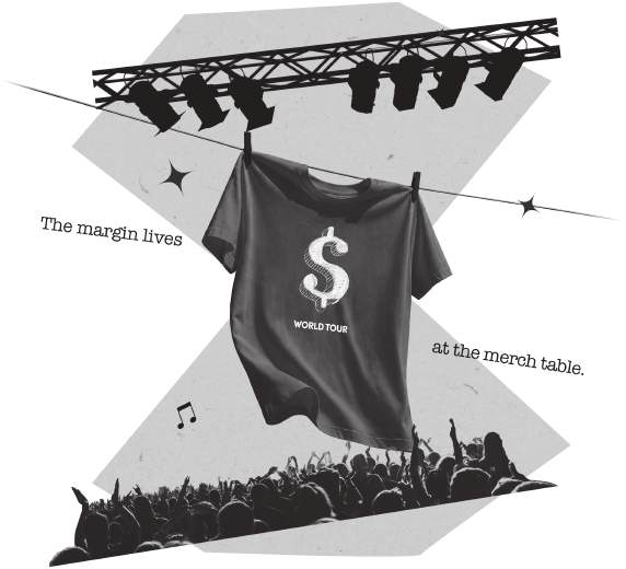 Illustration for the chapter Touring, Live & Merch